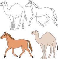 kameel en paard clip art. wild dieren clip art verzameling voor geliefden van oerwouden en dieren in het wild. deze reeks zullen worden een perfect toevoeging naar uw safari en dierentuin-thema projecten vector