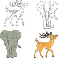 olifant en hert clip art. wild dieren clip art verzameling voor geliefden van oerwouden en dieren in het wild. deze reeks zullen worden een perfect toevoeging naar uw safari en dierentuin-thema projecten vector