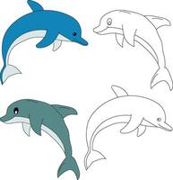 dolfijn clip art. aquatisch dier clip art voor geliefden van onderwater- zee dieren, marinier leven, en zee leven vector