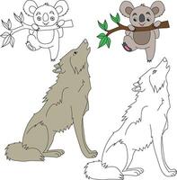 wolf en koala clip art. wild dieren clip art verzameling voor geliefden van oerwouden en dieren in het wild. deze reeks zullen worden een perfect toevoeging naar uw safari en dierentuin-thema projecten vector