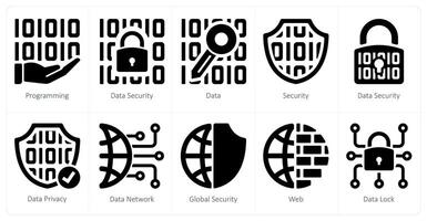 een reeks van 10 veiligheid pictogrammen net zo programmeren, gegevens veiligheid, gegevens vector