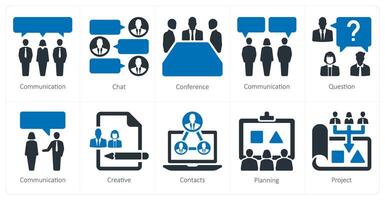 een reeks van 10 samenspel pictogrammen net zo communicatie, chatten, conferentie vector