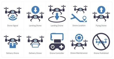 een reeks van 10 dar pictogrammen net zo dar signaal, landen drone, dar plaats vector