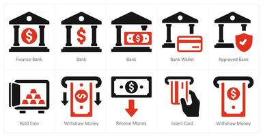 een reeks van 10 financiën pictogrammen net zo financiën bank, bank, bank portemonnee vector