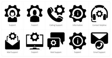 een reeks van 10 klant ondersteuning pictogrammen net zo steun, roeping steun, informatie, contact hulplijn vector
