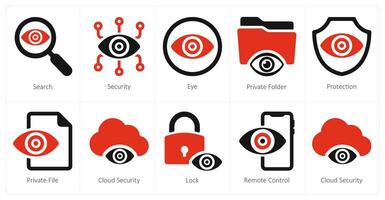 een reeks van 10 veiligheid pictogrammen net zo zoeken, veiligheid, oog vector