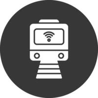 trein glyph omgekeerd pictogram vector