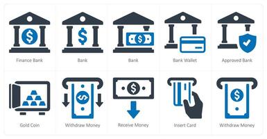 een reeks van 10 financiën pictogrammen net zo financiën bank, bank, bank portemonnee vector