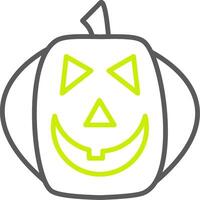 halloween pompoen lijn twee kleuren icoon vector