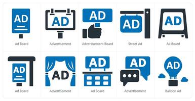 een reeks van 10 advertenties en afzet pictogrammen net zo advertentie bord, advertentie, advertentie bord vector