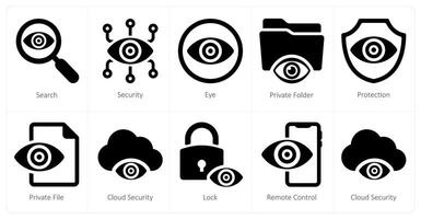 een reeks van 10 veiligheid pictogrammen net zo zoeken, veiligheid, oog vector