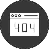 fout 404 glyph omgekeerd icoon vector