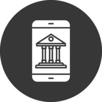 mobiel bank glyph omgekeerd icoon vector