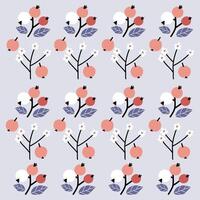 hand- getrokken BES en wit bloemen en bladeren patroon. BES fruit patroon. fruit achtergrond. patroon voor kleding stof vector