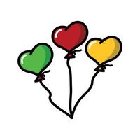 kleurrijk hart ballonnen, rood, geel en groen met gebonden draad spanning. illustratie van liefde gesymboliseerd door ballonnen. schattig genegenheid dseign elementen vector