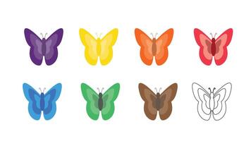 een reeks van kleurrijk vlinders met regenboog kleur, vlinder tekenfilm vector