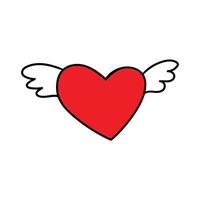 gelukkig Valentijnsdag dag. liefde tekening icoon. hart met Vleugels. hand- getrokken illustratie. klem kunst vector