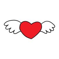 gelukkig Valentijnsdag dag. liefde tekening icoon. hart met Vleugels. hand- getrokken illustratie. klem kunst vector