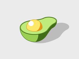 voor de helft avocado isometrische illustratie met schaduw vector