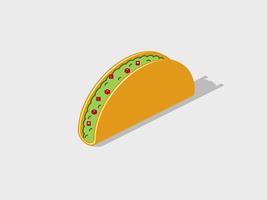 taco isometrische illustratie met schaduw vector