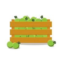 houten doos reeks met fruit, geval met appel geïsoleerd Aan wit achtergrond. vector