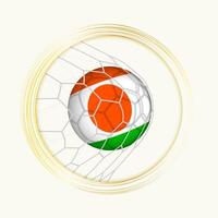Niger scoren doel, abstract Amerikaans voetbal symbool met illustratie van Niger bal in voetbal netto. vector