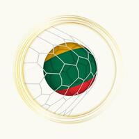 Litouwen scoren doel, abstract Amerikaans voetbal symbool met illustratie van Litouwen bal in voetbal netto. vector