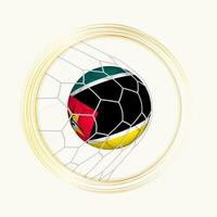 Mozambique scoren doel, abstract Amerikaans voetbal symbool met illustratie van Mozambique bal in voetbal netto. vector