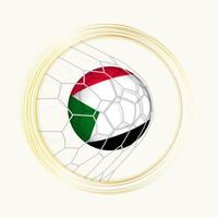 Soedan scoren doel, abstract Amerikaans voetbal symbool met illustratie van Soedan bal in voetbal netto. vector