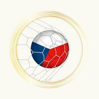 Tsjechisch republiek scoren doel, abstract Amerikaans voetbal symbool met illustratie van Tsjechisch republiek bal in voetbal netto. vector