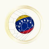 Venezuela scoren doel, abstract Amerikaans voetbal symbool met illustratie van Venezuela bal in voetbal netto. vector