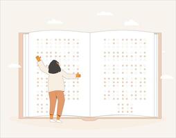wereld braille dag Aan 4e van januari. meisje met boek vector