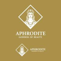 oude Grieks godin van liefde en schoonheid aphrodite logo icoon illustratie ontwerp vector