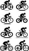 gemakkelijk logo clip art, abstract silhouet fietser Golf stijl illustratie van fiets wielersport fiets sport- ras icoon vector