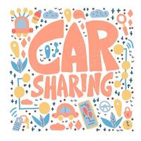 auto sharing concept. vlak illustratie. vector