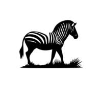 zebra staand silhouet, zebra dier dierentuin icoon logo vector