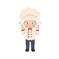 schattig mannetje chef kind maken voedsel vector