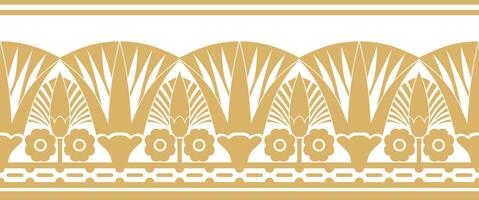 gouden naadloos Egyptische grens. eindeloos ornament van oude Afrika. patroon van lotus bloemen en zon. vector