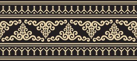 goud en zwart naadloos yakut ornament. eindeloos grens, kader van de noordelijk volkeren van de ver oosten- vector