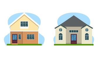 woon- huizen met tuinen kleurrijk logo vector