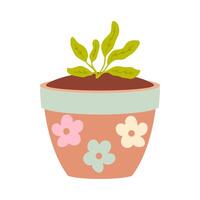 schattig fabriek in een bloem pot. hand- getrokken illustratie geïsoleerd Aan wit achtergrond. vector