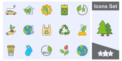ecologie, eco vriendelijk, milieu duurzaamheid icoon reeks symbool verzameling, logo geïsoleerd illustratie vector
