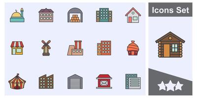 gebouw icoon reeks symbool verzameling, logo geïsoleerd illustratie vector