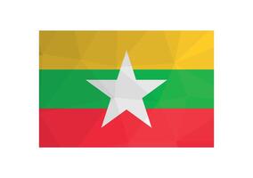 illustratie. officieel symbool van myanmar. nationaal Birma vlag met geel, groente, rood strepen en wit ster. creatief ontwerp in laag poly stijl met driehoekig vormen vector