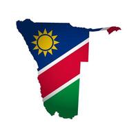geïsoleerd illustratie met nationaal vlag met vorm van Namibië kaart vereenvoudigd. volume schaduw Aan de kaart. wit achtergrond vector