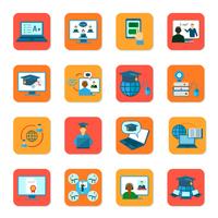 Online onderwijs Icons Set vector