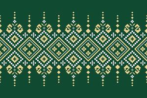 groen kruis steek kleurrijk meetkundig traditioneel etnisch patroon ikat naadloos patroon grens abstract ontwerp voor kleding stof afdrukken kleding jurk tapijt gordijnen en sarong aztec Afrikaanse Indisch Indonesisch vector