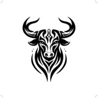 stier , koe in modern tribal tatoeëren, abstract lijn kunst van dieren, minimalistische contour. vector