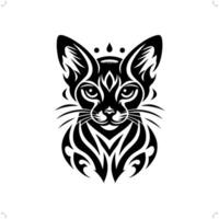abessijn kat in modern tribal tatoeëren, abstract lijn kunst van dieren, minimalistische contour. vector