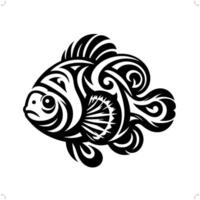 clown vis in modern tribal tatoeëren, abstract lijn kunst van dieren, minimalistische contour. vector